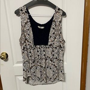 Ricki's Navy and Cream Patterned Tank Top